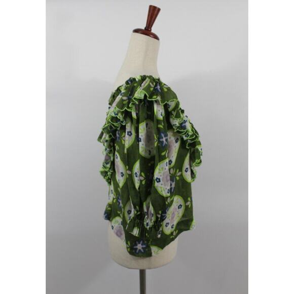 Innika Choo Floral Ruffle Green Blouse - Picture 5 of 14